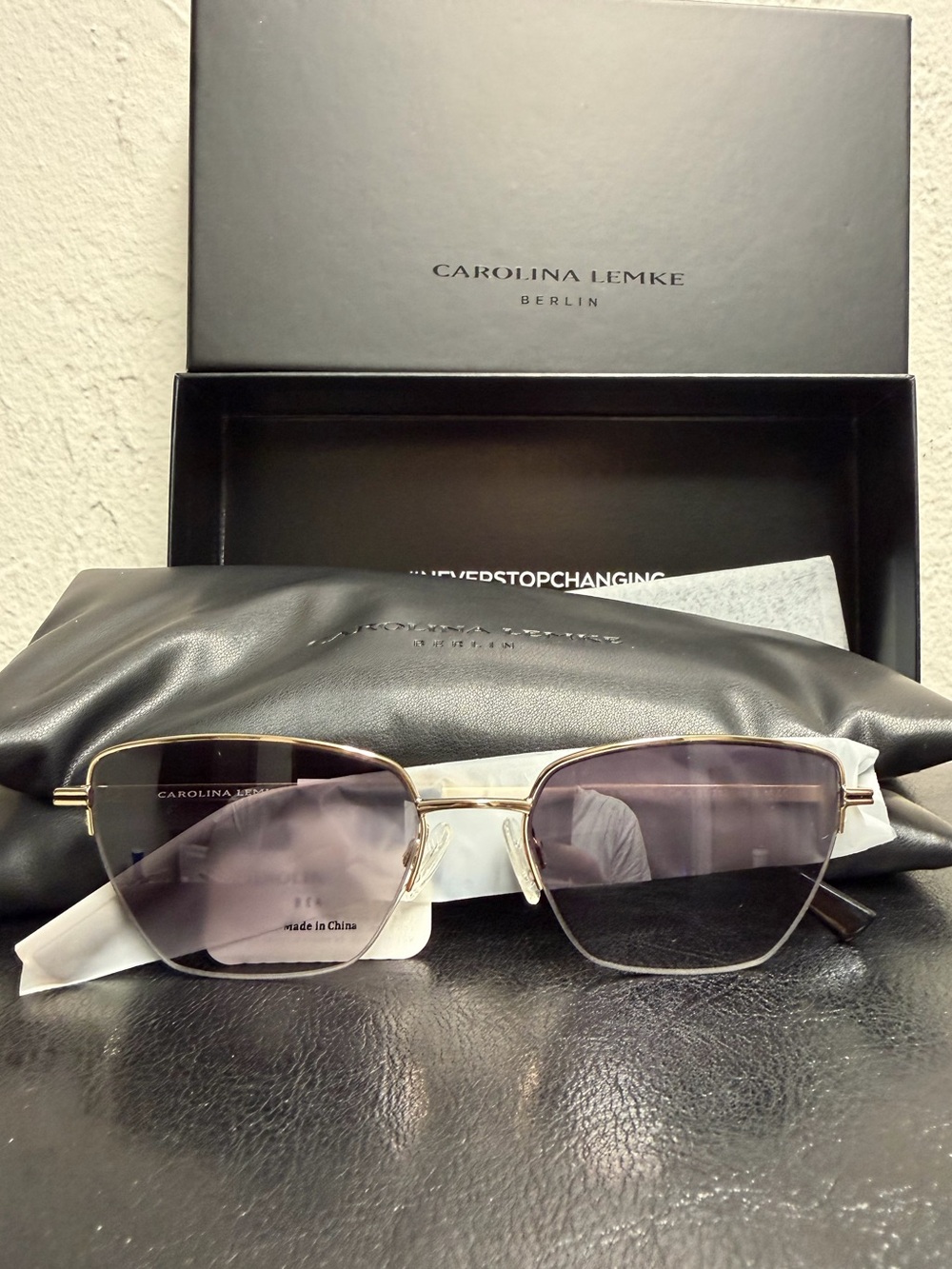Carolina Lemke Women's Gold Frame Sunglasses with Gradient Lenses